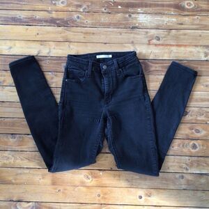 LEVIS 721 black high waisted jeans skinny high-rise filiforme size 25 black